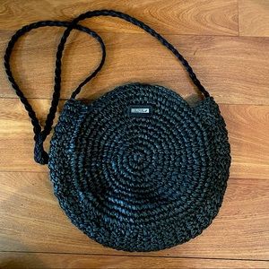 Black Circle Woven Crossbody
